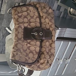 Coach Soho Tan Signature Flap Closure “Hobo” Bag 10297